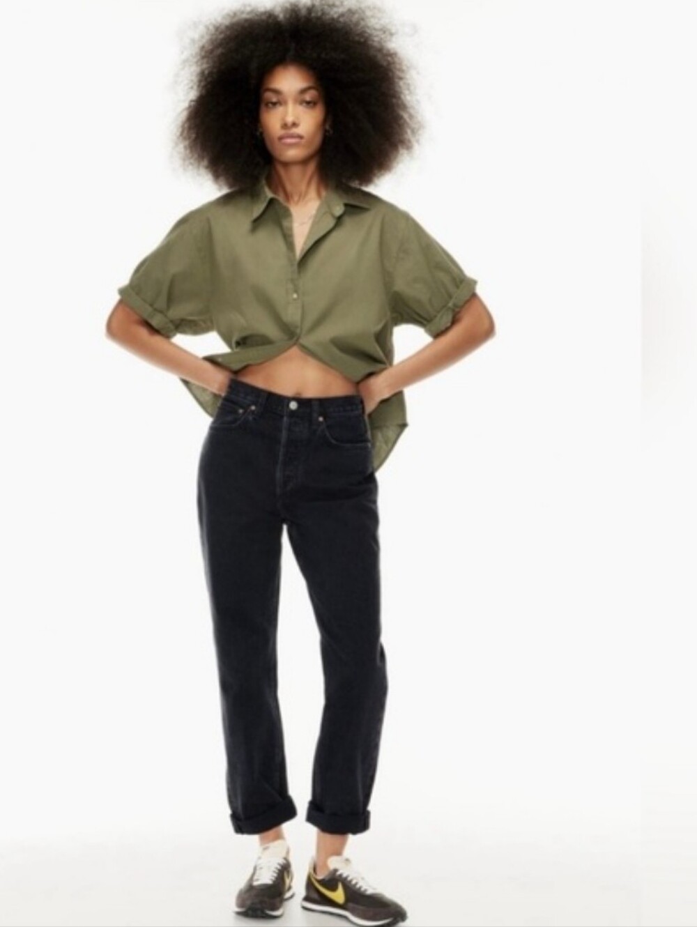 Aritzia Denim Forum The BF High Rise Loose Jeans Faded Black